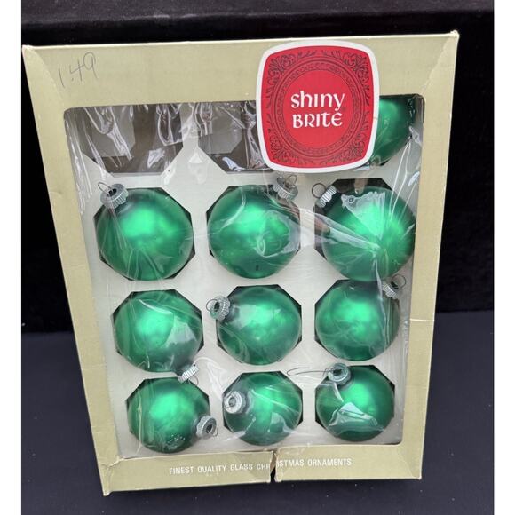Max Eckardt 1967 Shiny Brite Mercury Ornaments 1 Box In A Lovely Green Color - Picture 2 of 8